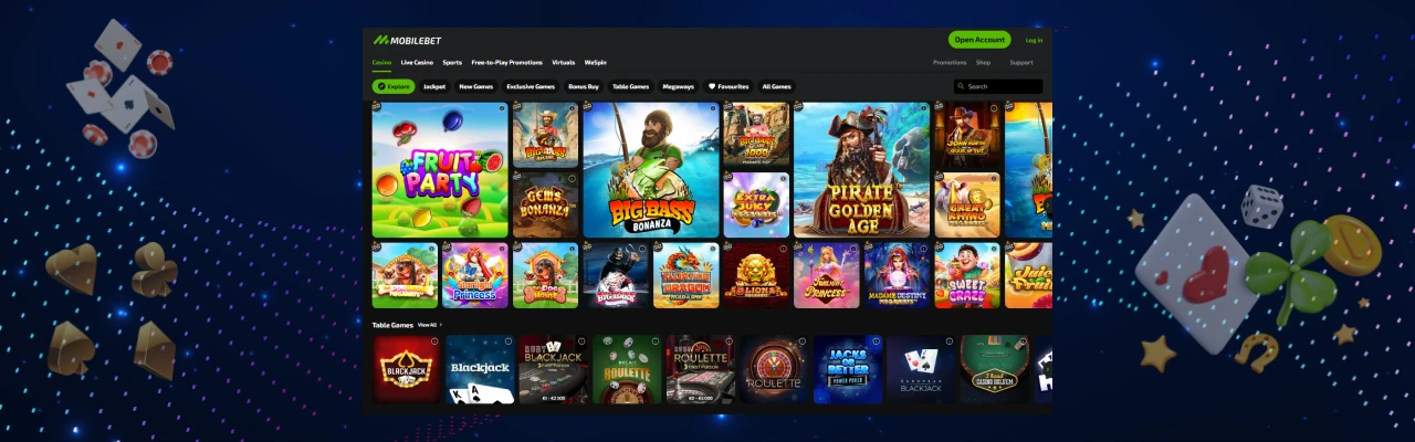 Spill hos mobilebet casino