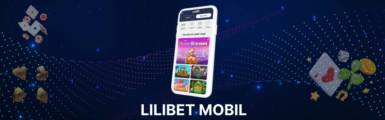 Skjermbilde av Lilibet Casino-appen på en mobiltelefon, som viser spillsamlingen